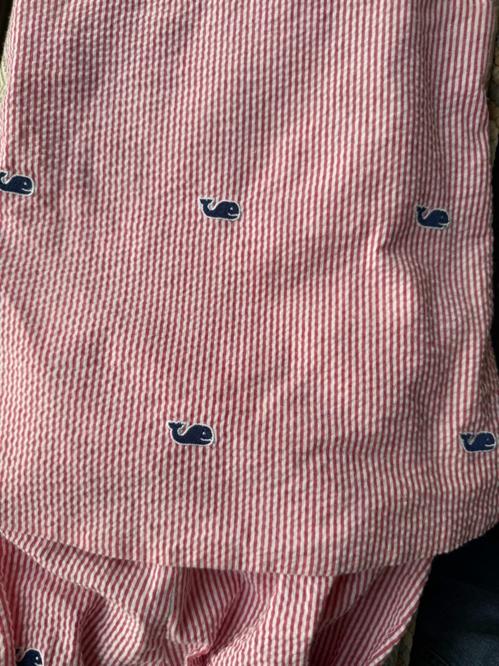 Anavini Seersucker Whale Embroidered Baby Dress Set 18mo - Picture 4 of 6